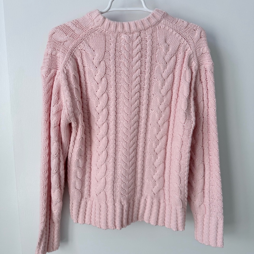 J Crew Cable Knit Crewneck Sweater in Delicate Bloom - Picture 7 of 15